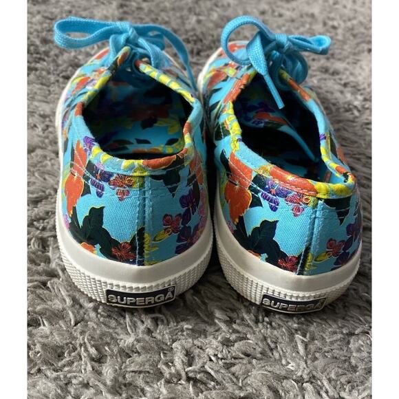 Superga 2750 Blue With Floral Pattern Women’s Shoes Size 8 - Picture 4 of 9